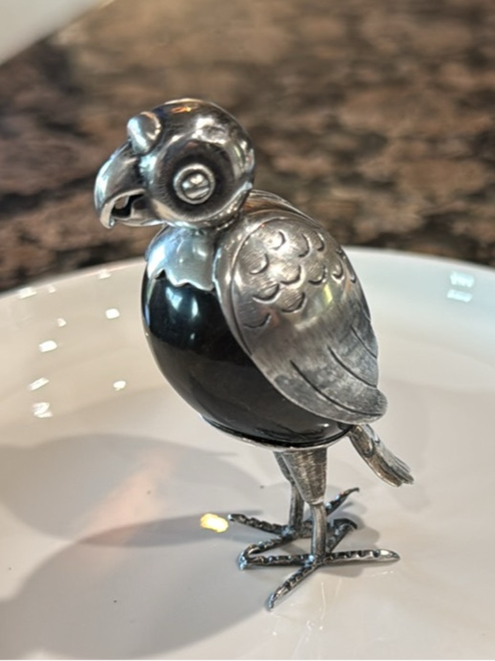 Vintage Taxco Mexico Sterling Silver Onyx Eagle
